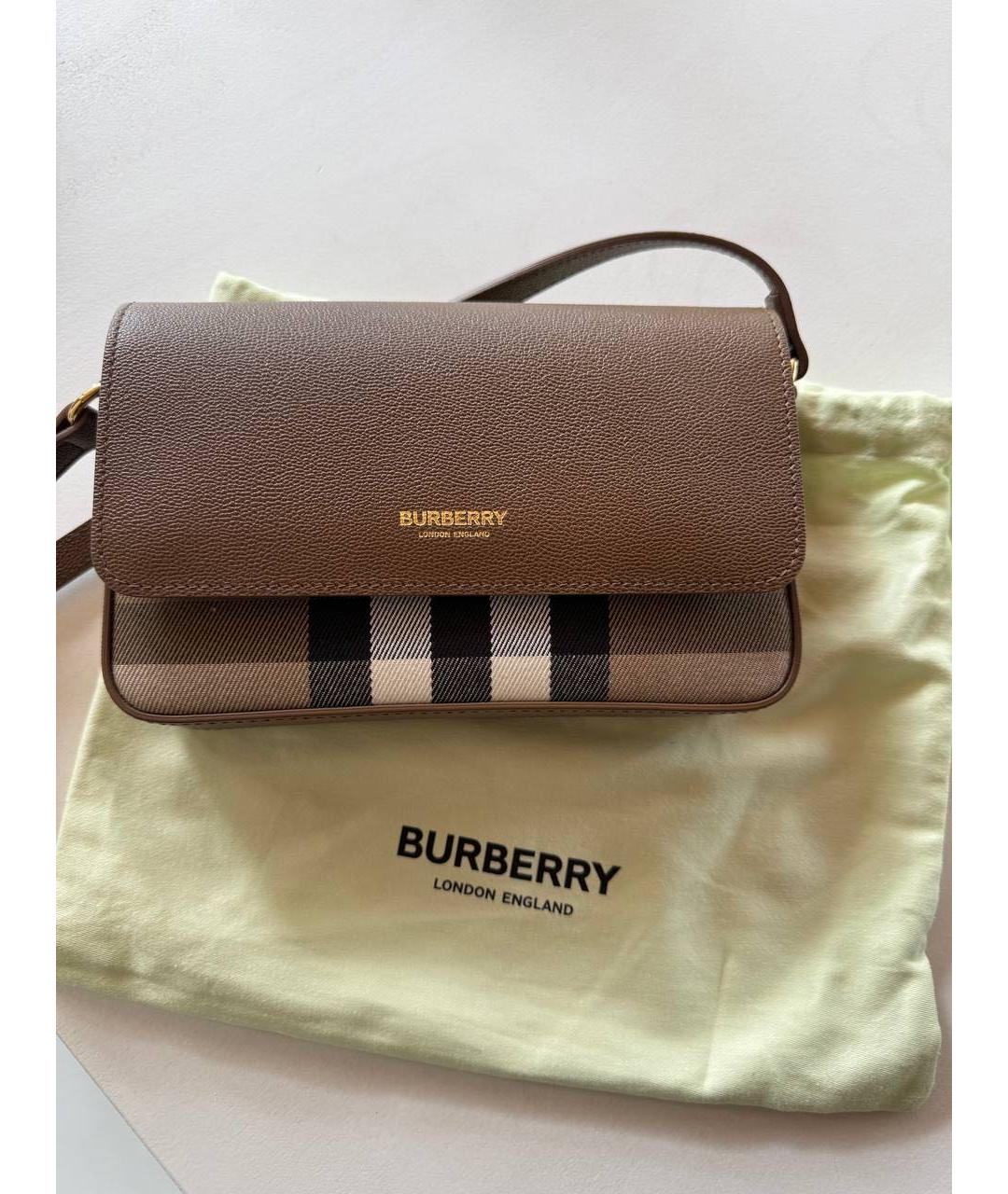 BURBERRY Коричневая кожаная сумка через плечо, фото 2