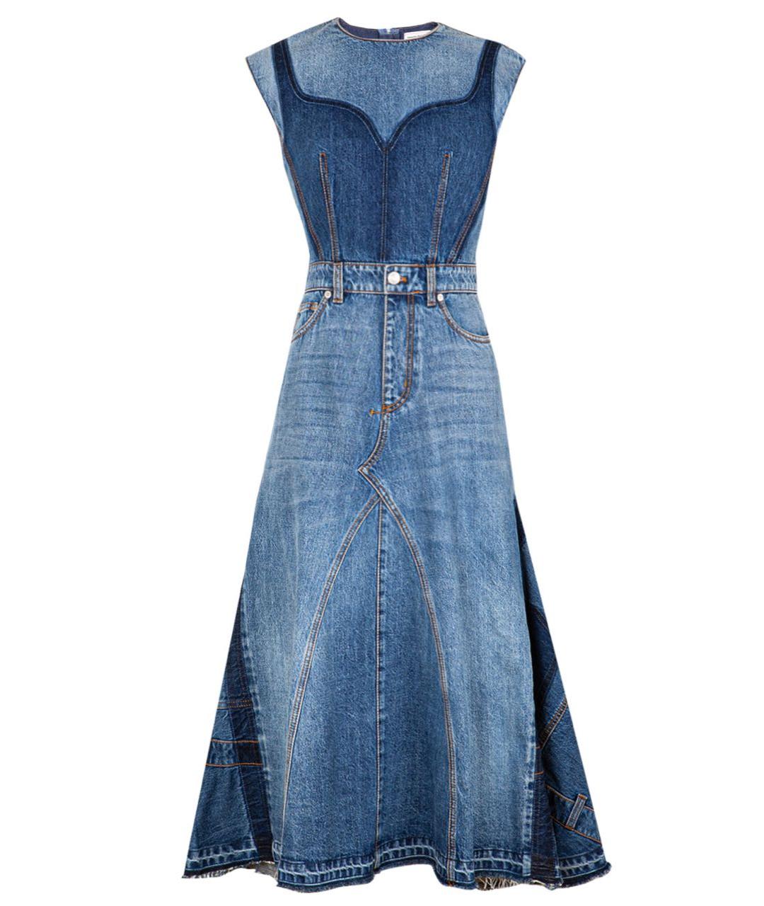 ALEXANDER MCQUEEN Синее деним повседневное платье, фото 9