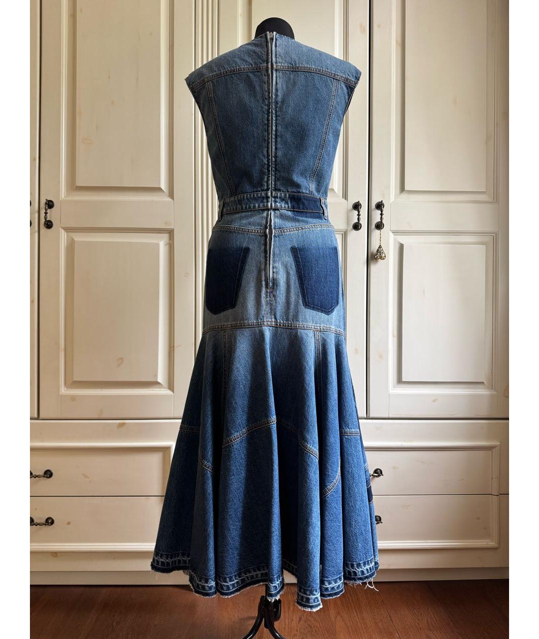 ALEXANDER MCQUEEN Синее деним повседневное платье, фото 3