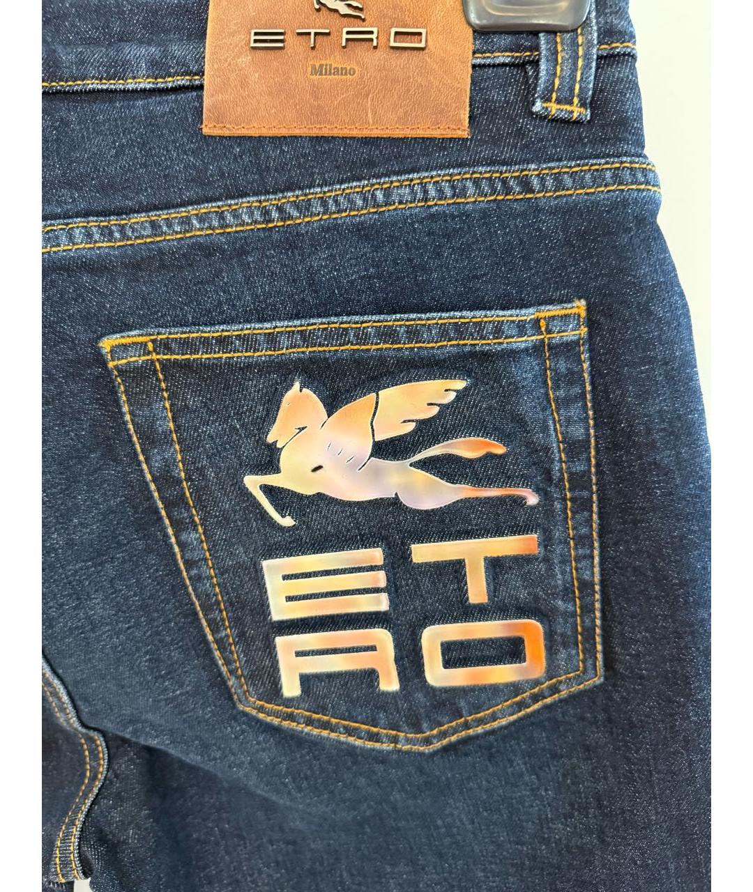 ETRO Темно-синие хлопко-эластановые прямые джинсы, фото 3