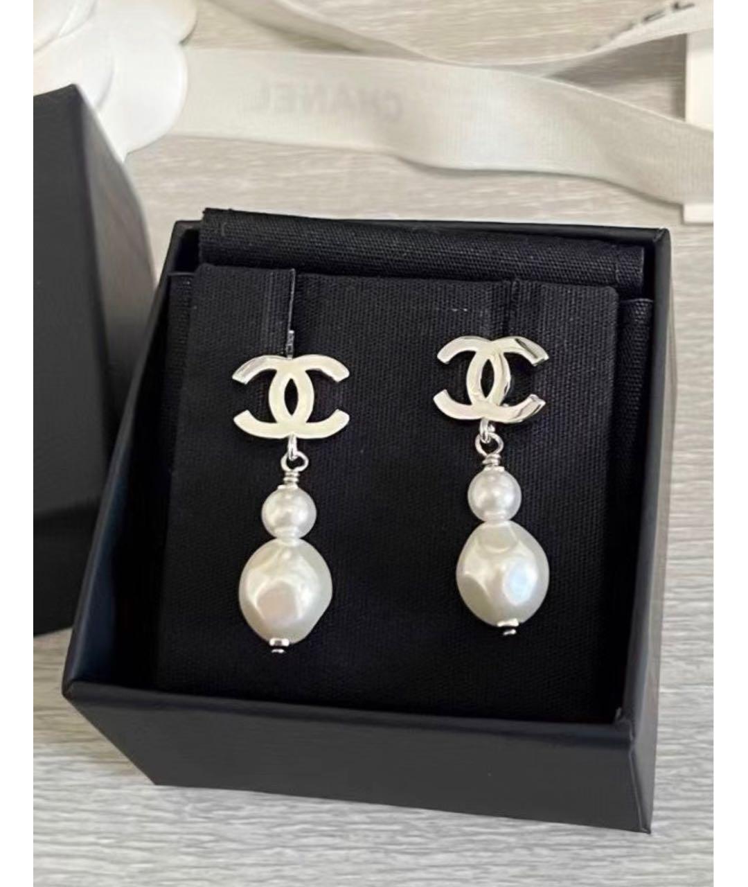 CHANEL Бежевые серьги, фото 9