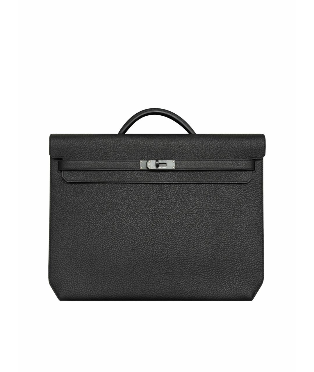 HERMES Черная кожаная сумка тоут, фото 1