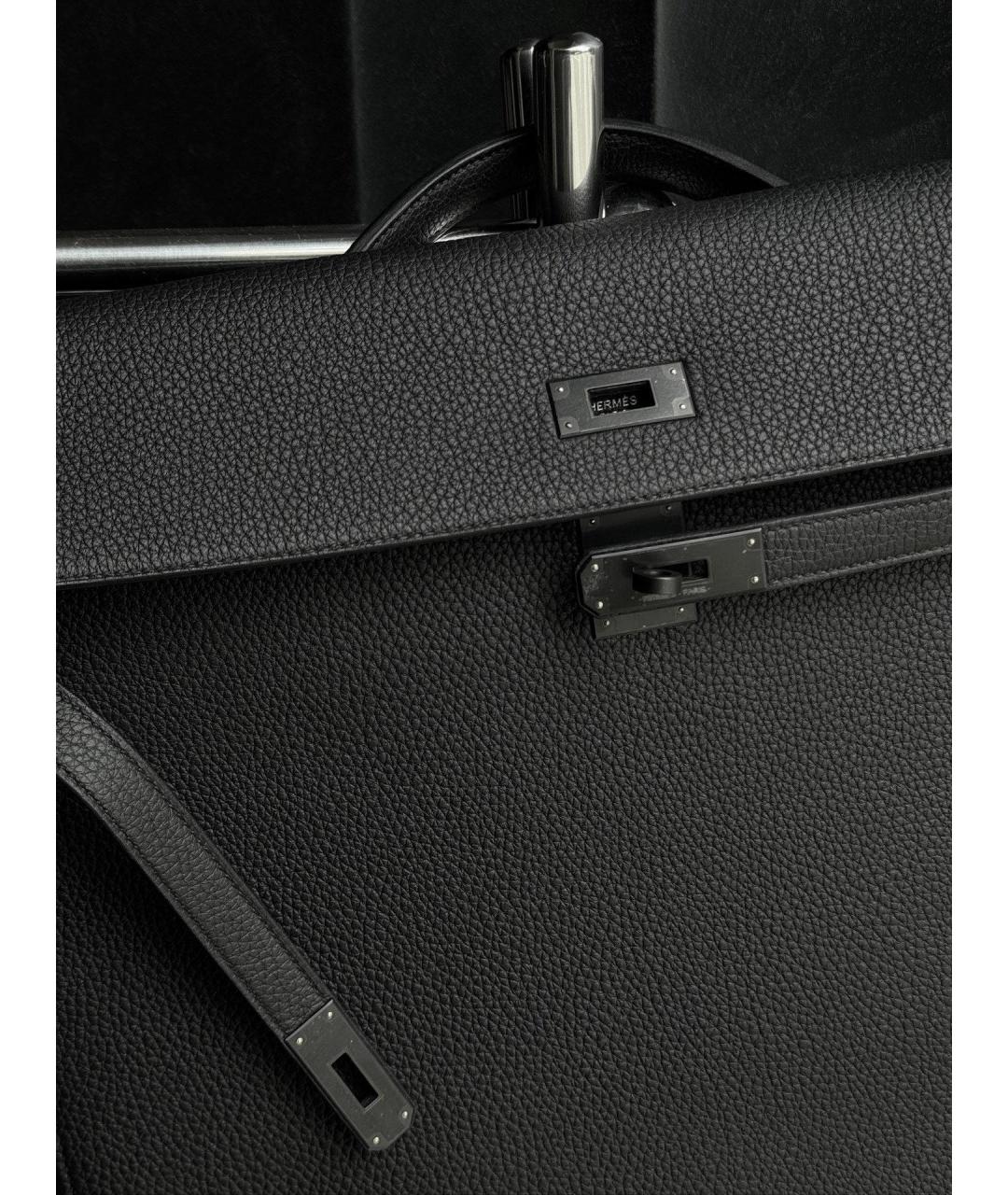 HERMES Черная кожаная сумка тоут, фото 4