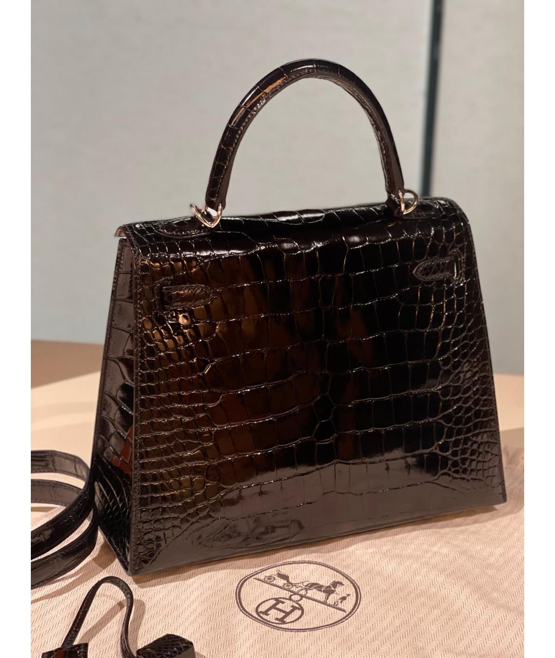 HERMES Черная кожаная сумка с короткими ручками, фото 7