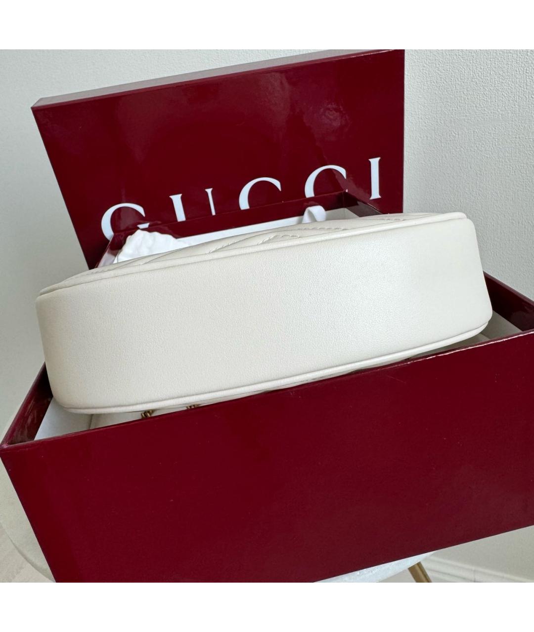 GUCCI Белая кожаная сумка через плечо, фото 5