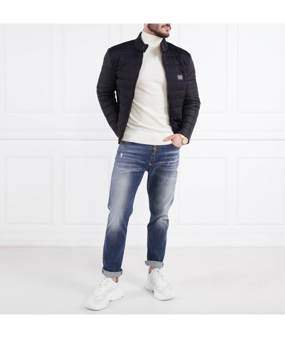 PHILIPP PLEIN Синие хлопко-эластановые прямые джинсы, фото 6