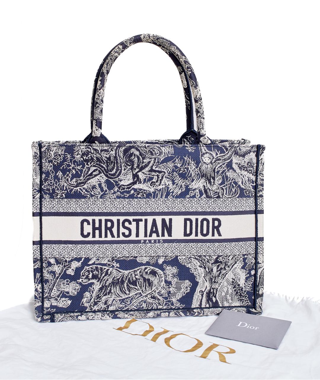 CHRISTIAN DIOR Синяя тканевая сумка тоут, фото 7