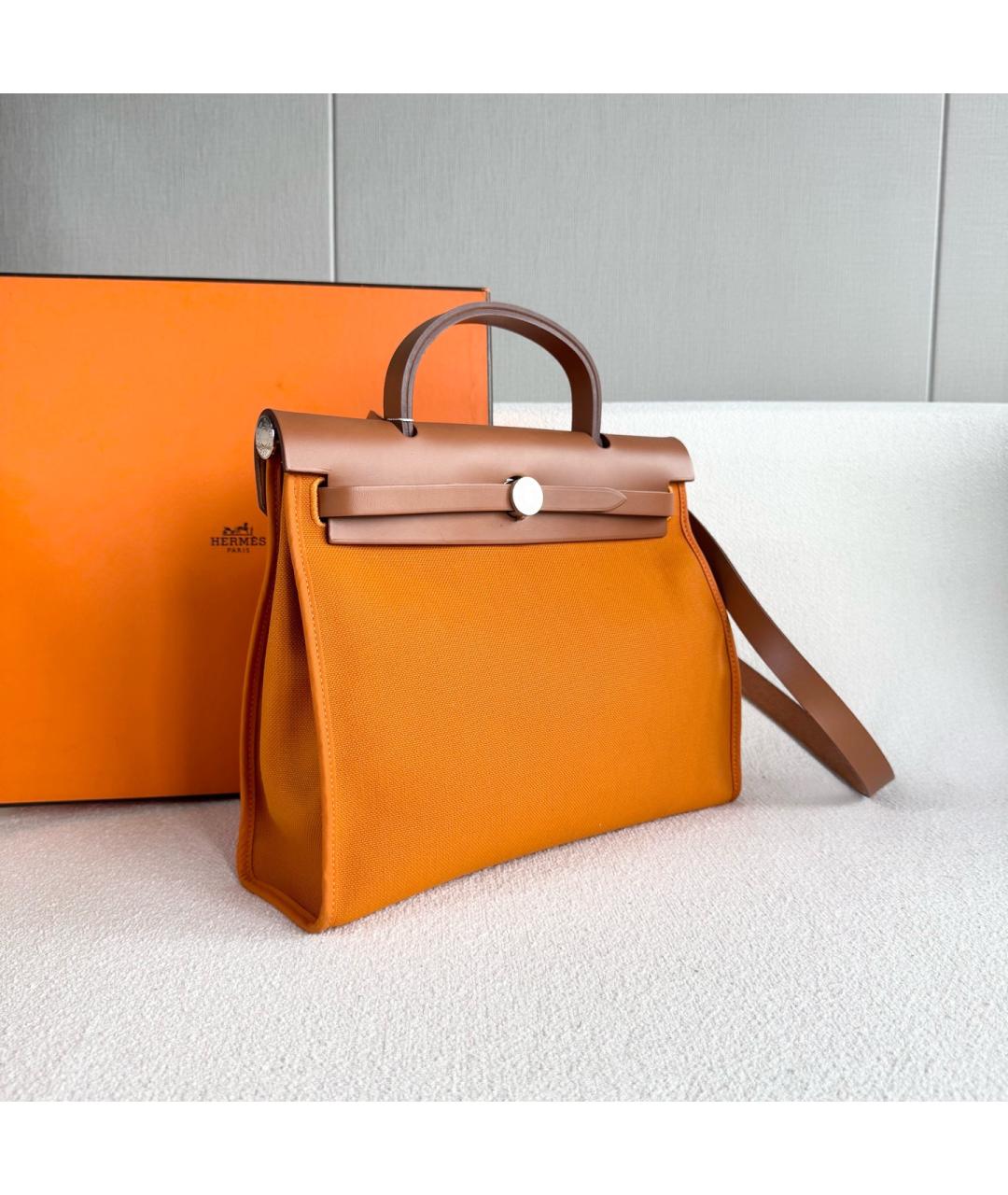 HERMES Оранжевая деним сумка через плечо, фото 6