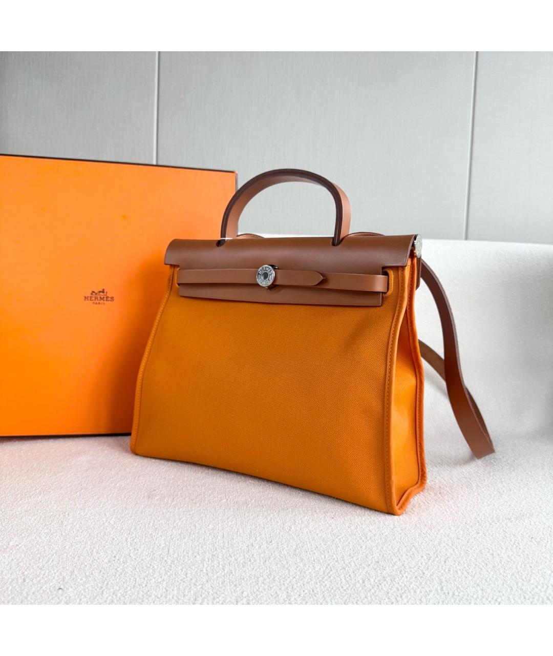 HERMES Оранжевая деним сумка через плечо, фото 4