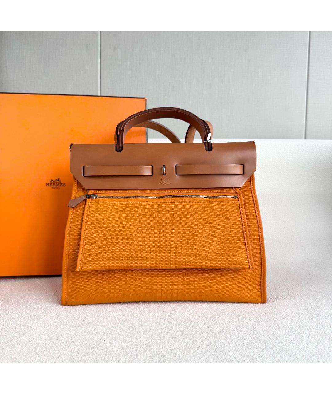 HERMES Оранжевая деним сумка через плечо, фото 3