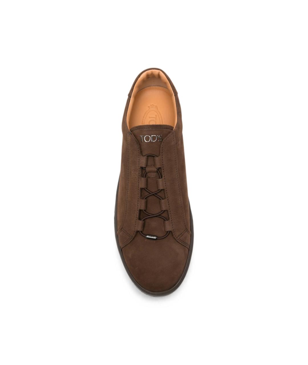 TOD'S Коричневые замшевые низкие кроссовки / кеды, фото 2