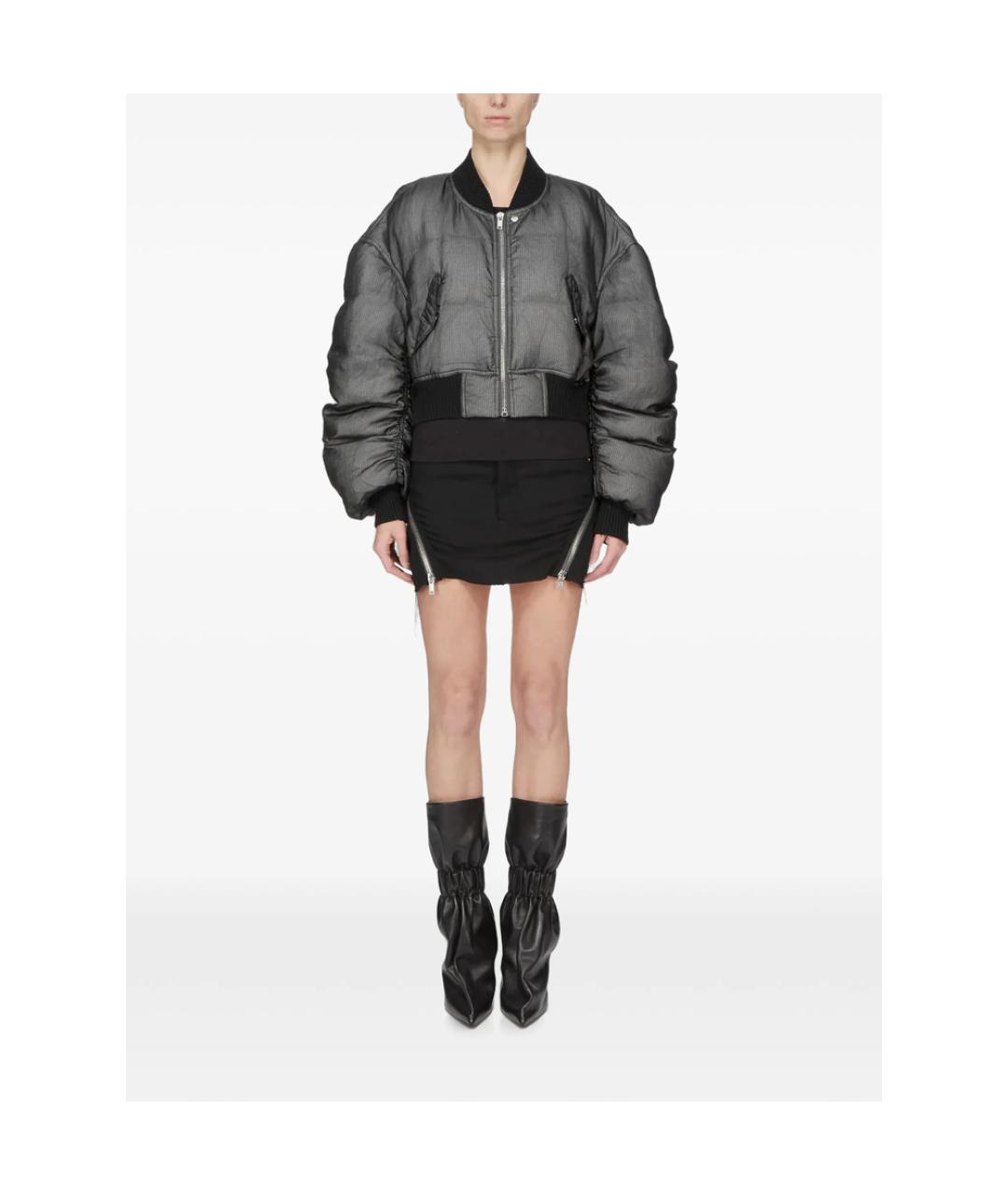 RICK OWENS Черная вискозная юбка мини, фото 3