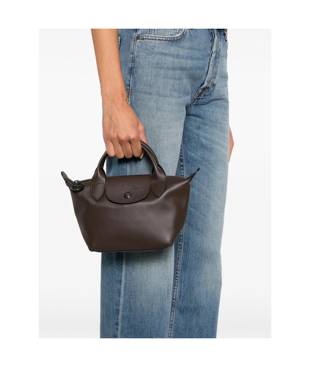 LONGCHAMP Коричневая кожаная сумка тоут, фото 5