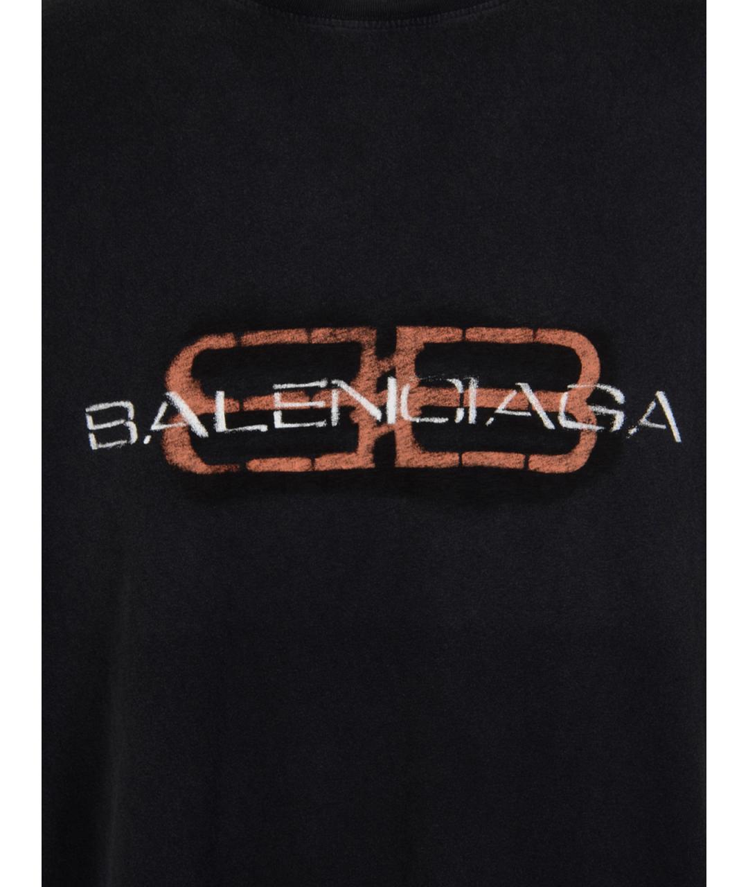 BALENCIAGA Черная хлопковая футболка, фото 3