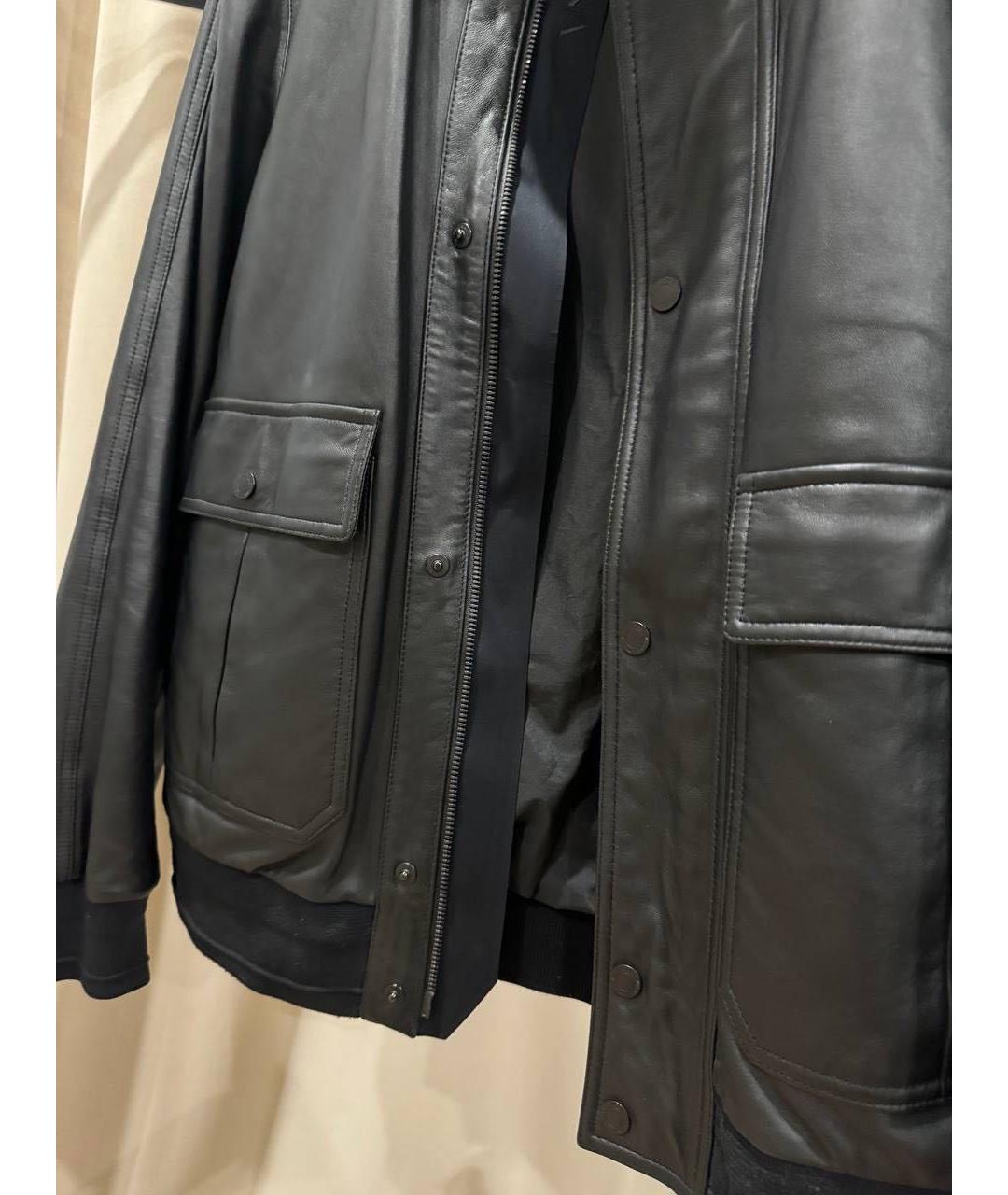 ZEGNA Черная кожаная куртка, фото 4