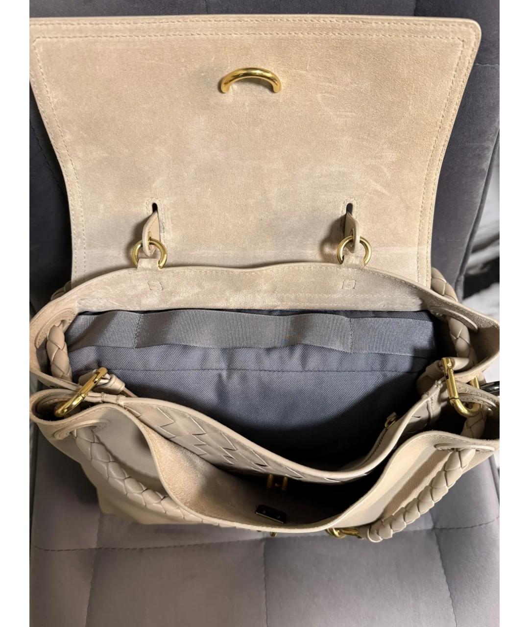 BOTTEGA VENETA Бежевая кожаная сумка с короткими ручками, фото 3