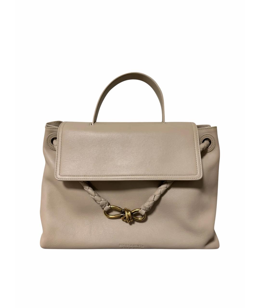 BOTTEGA VENETA Бежевая кожаная сумка с короткими ручками, фото 1