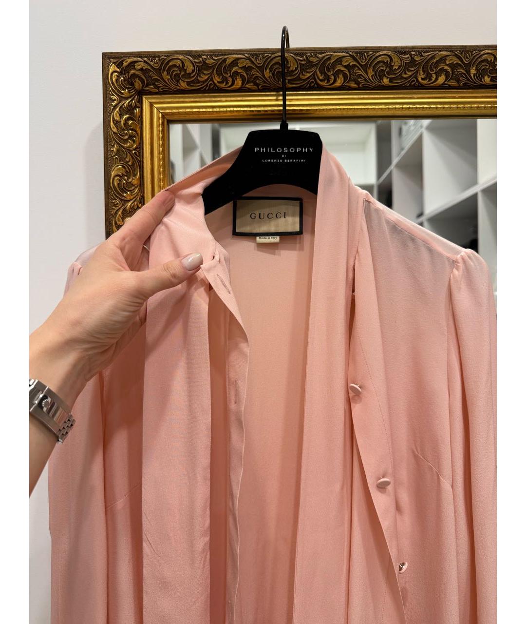 GUCCI Коралловая шелковая блузы, фото 7