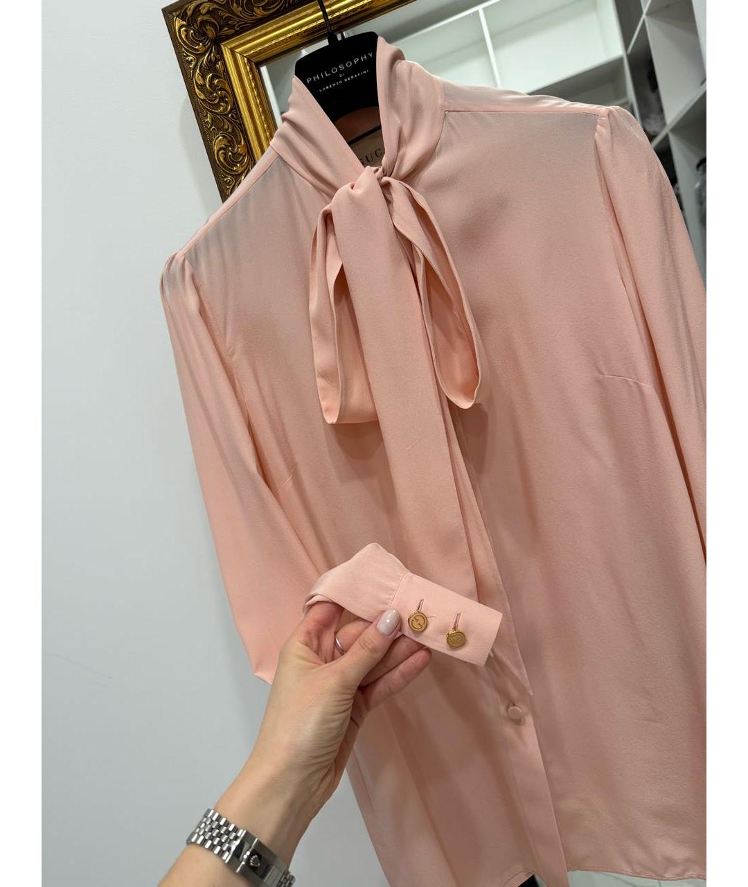 GUCCI Коралловая шелковая блузы, фото 5