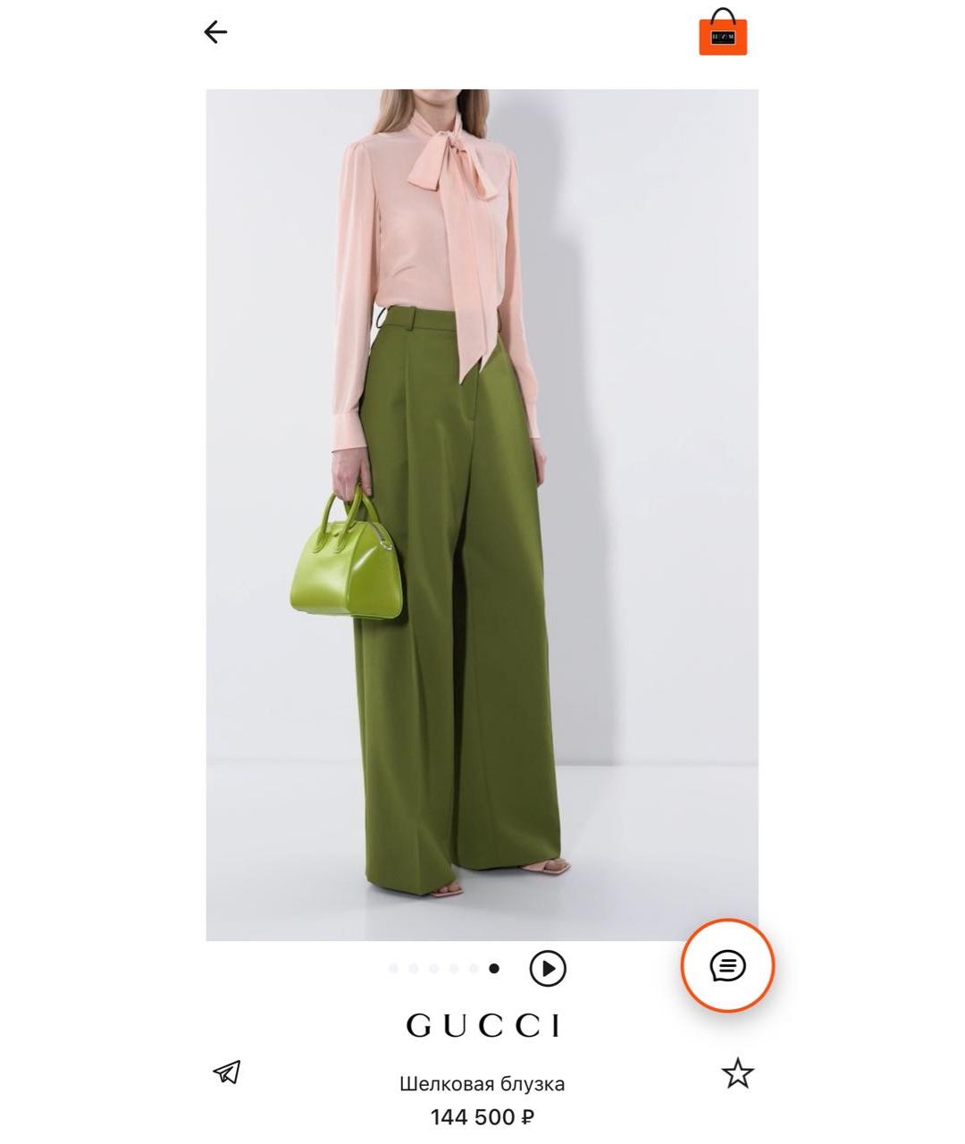 GUCCI Коралловая шелковая блузы, фото 2