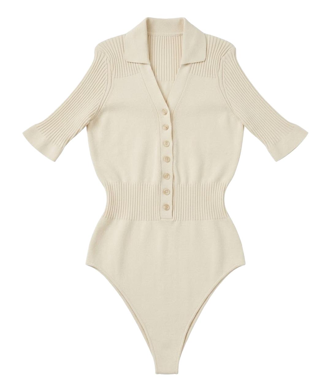 JACQUEMUS Бежевое вискозное боди, фото 1