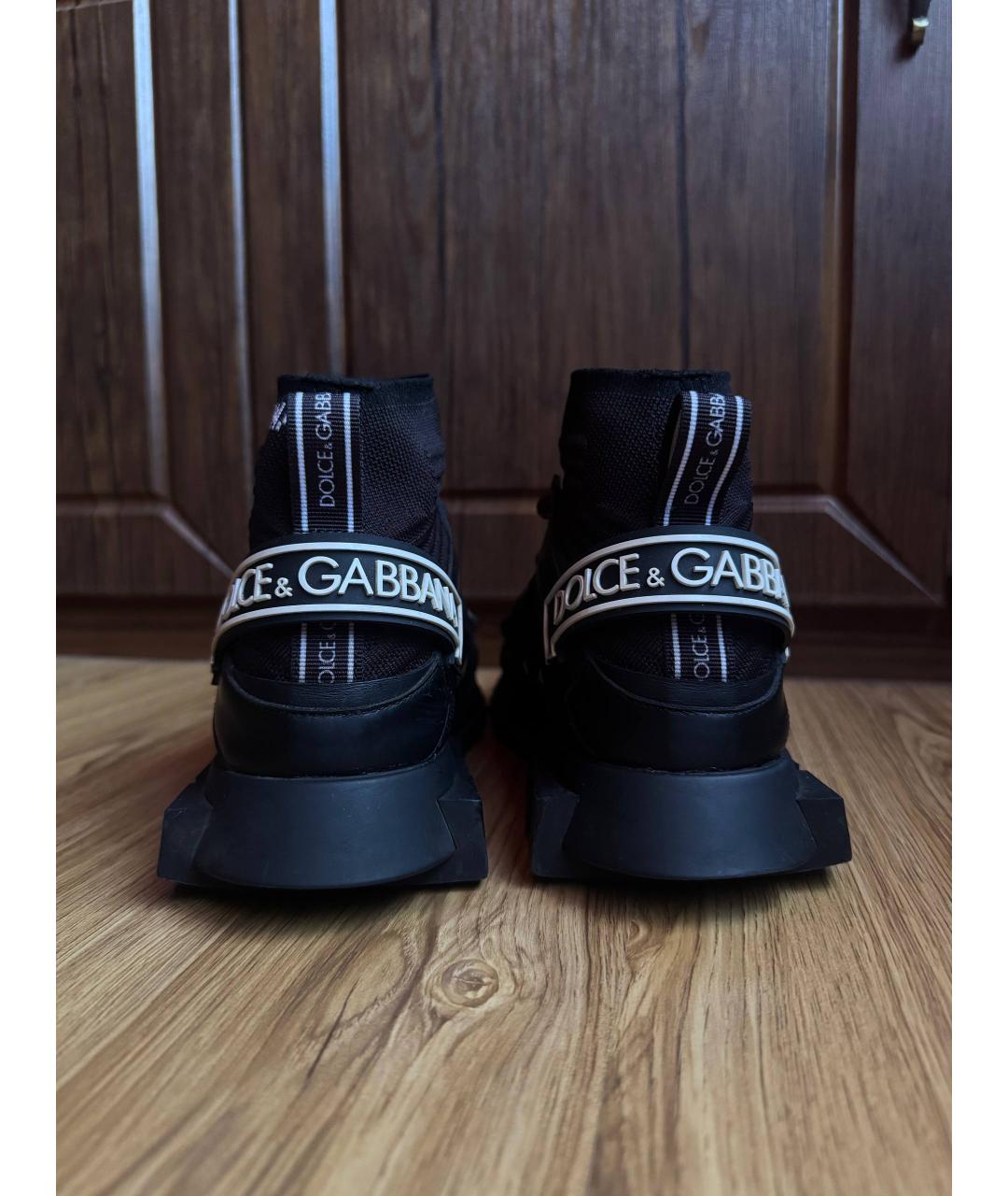 DOLCE&GABBANA Черные текстильные высокие кроссовки / кеды, фото 2