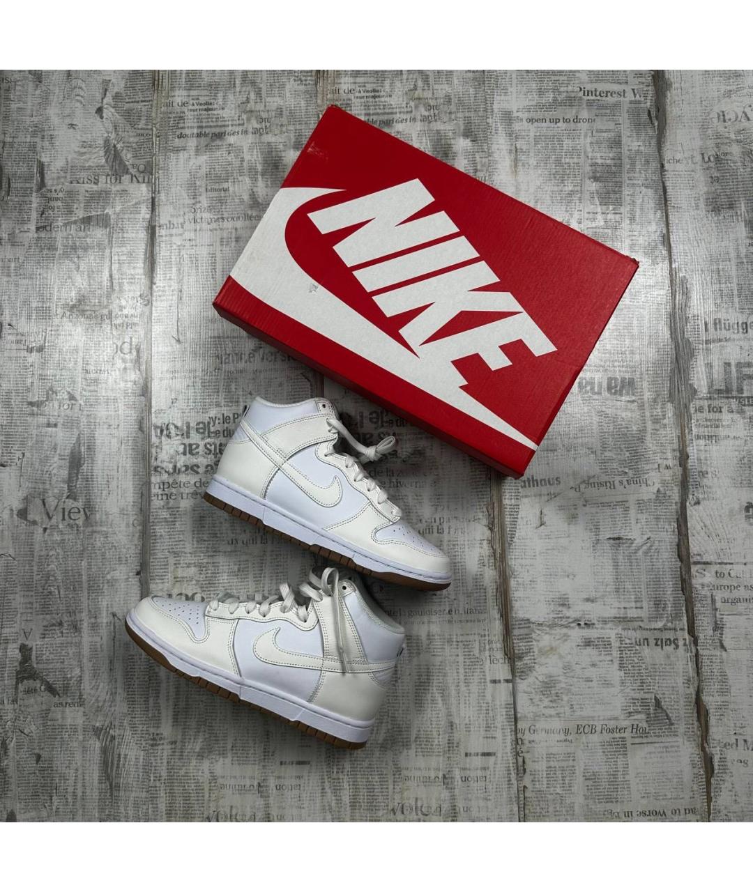 NIKE Белые кожаные кроссовки, фото 2