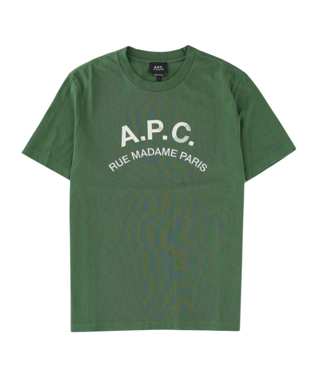 A.P.C. Зеленая хлопковая футболка, фото 1