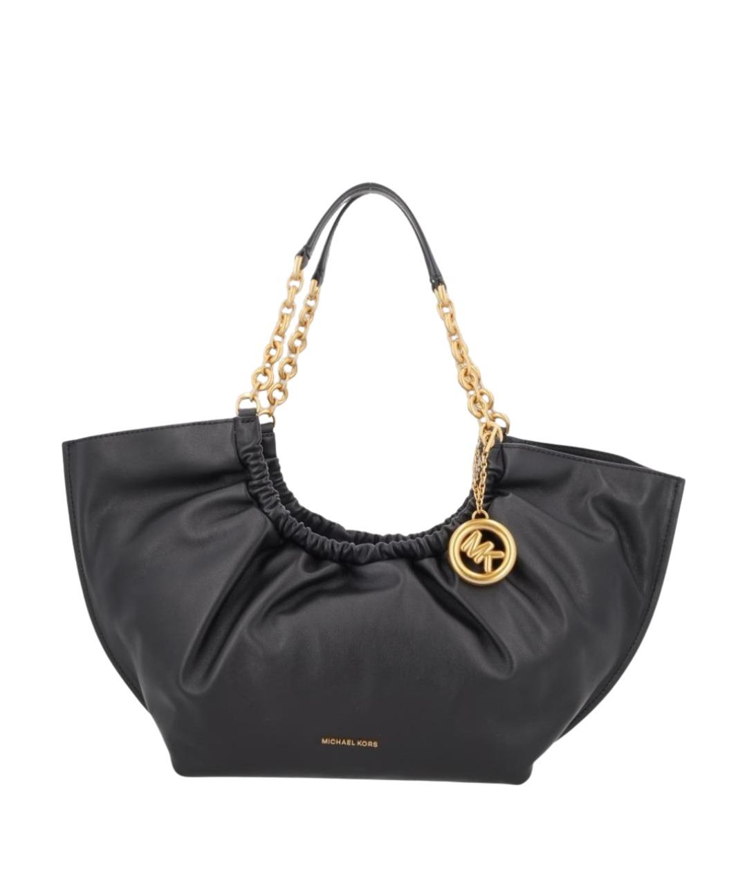 MICHAEL KORS Черная кожаная сумка с короткими ручками, фото 1