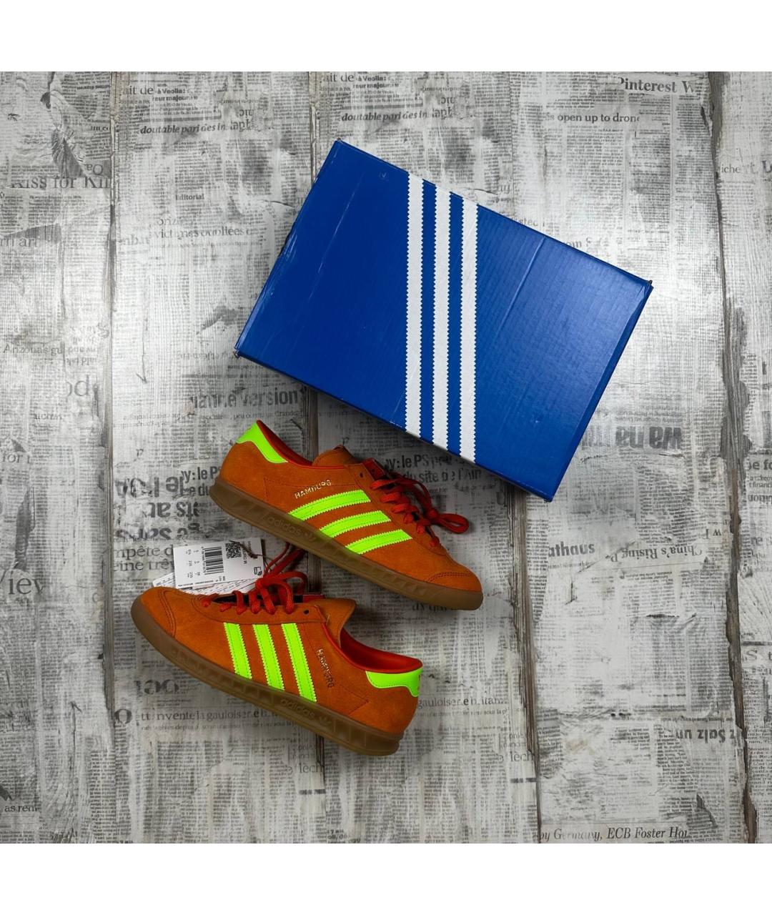 ADIDAS Оранжевые замшевые кроссовки, фото 2