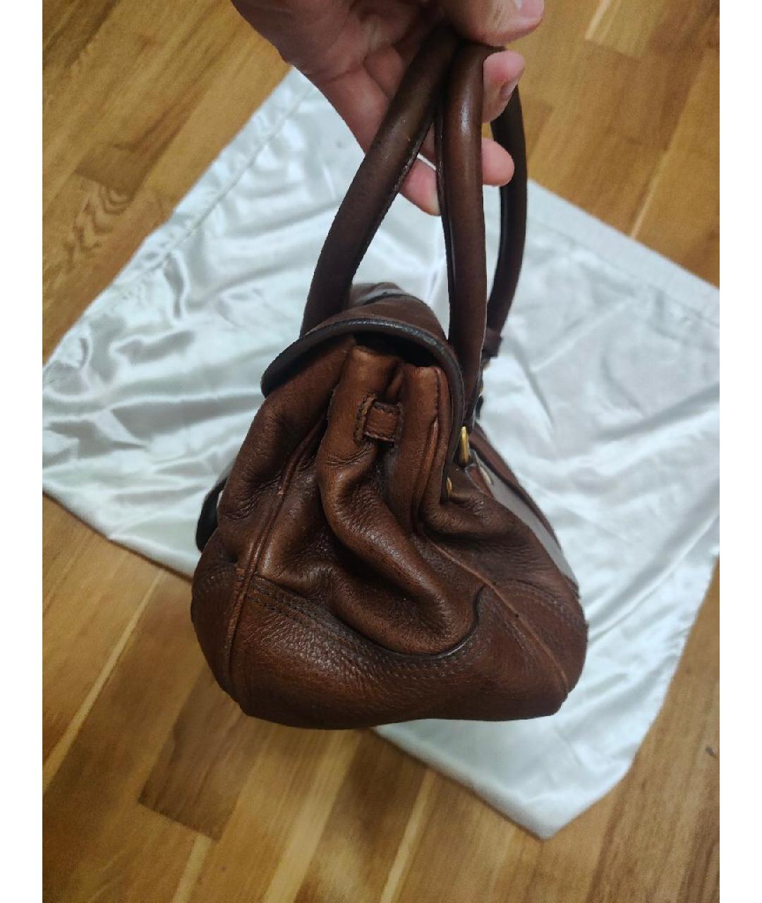 PRADA Коричневая кожаная сумка тоут, фото 4