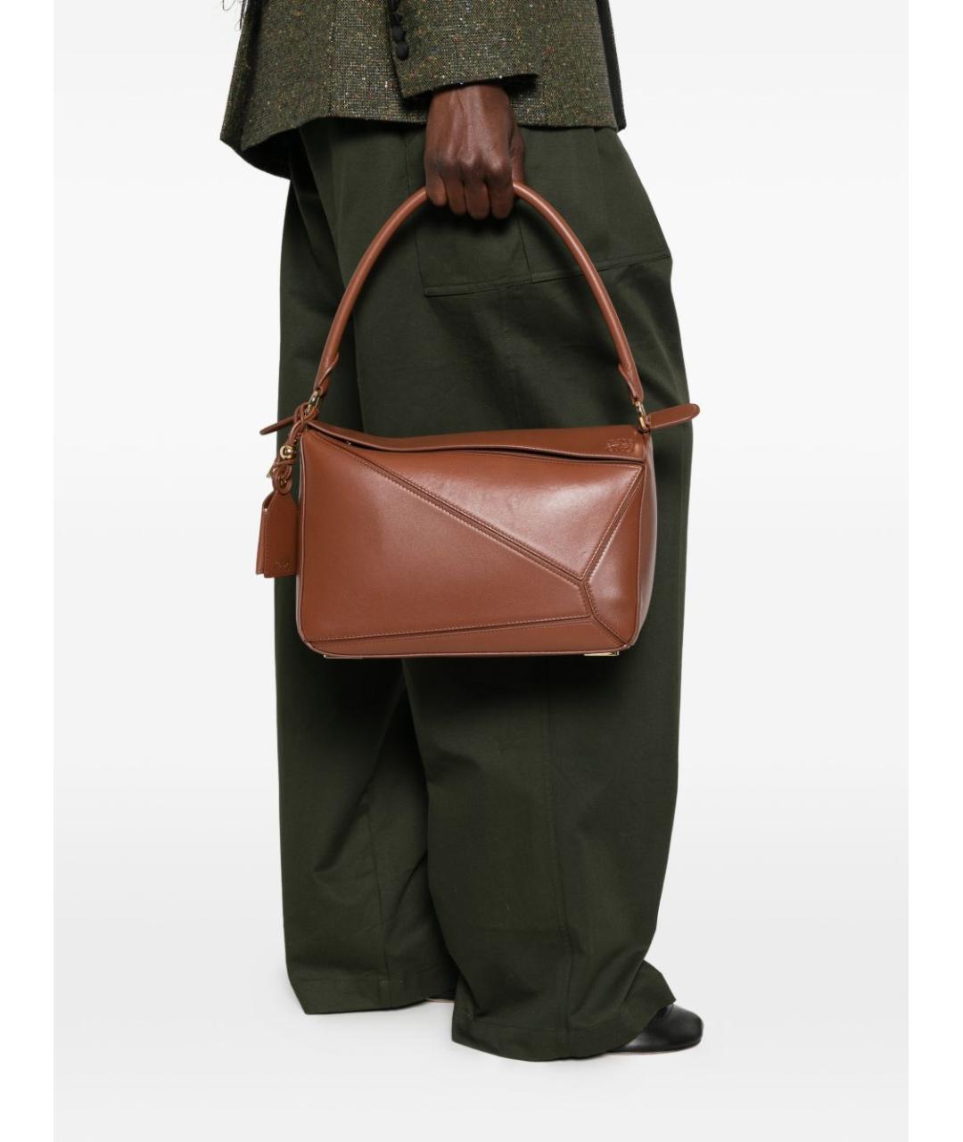 LOEWE Коричневая кожаная сумка через плечо, фото 3