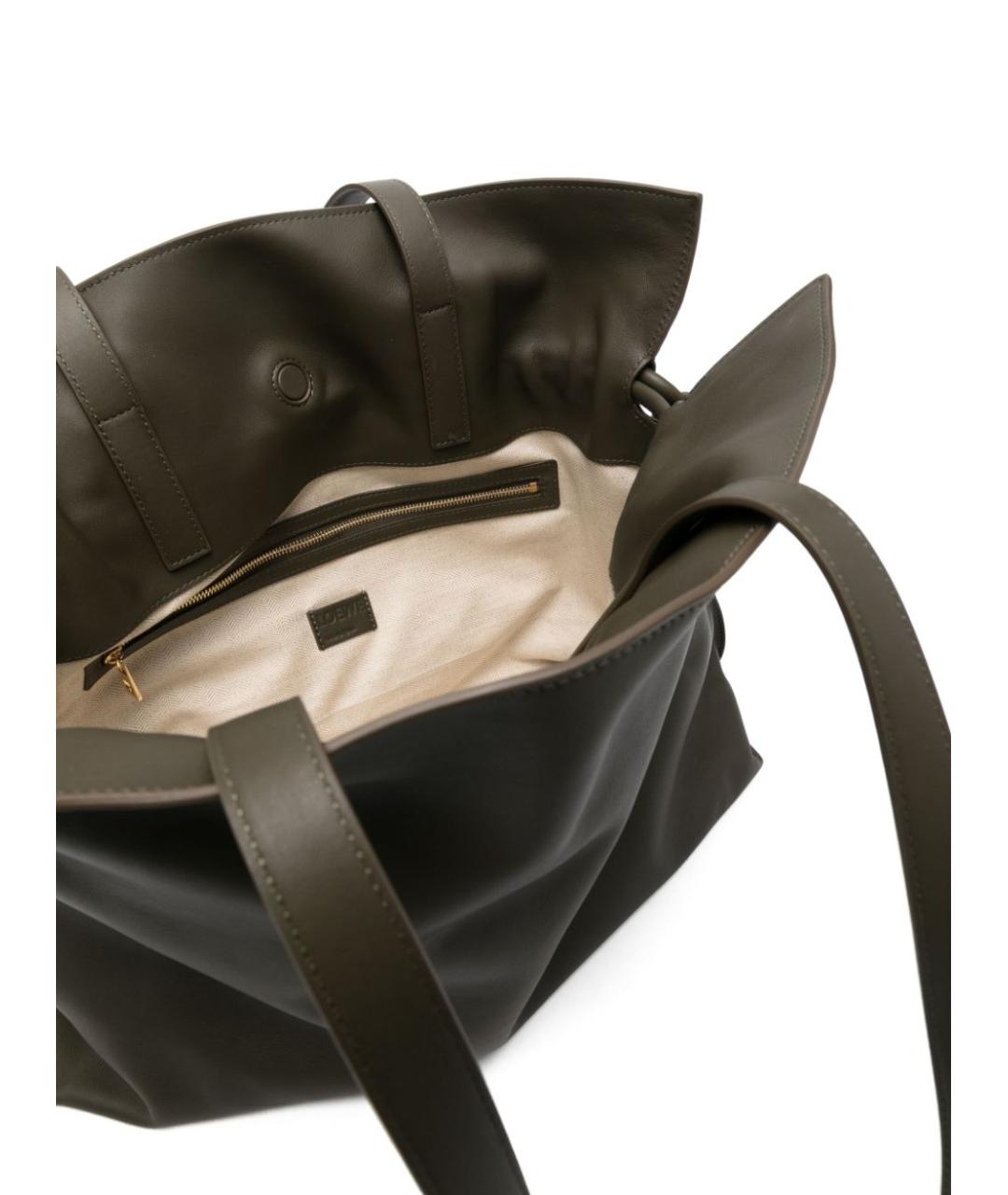 LOEWE Хаки кожаная сумка тоут, фото 4