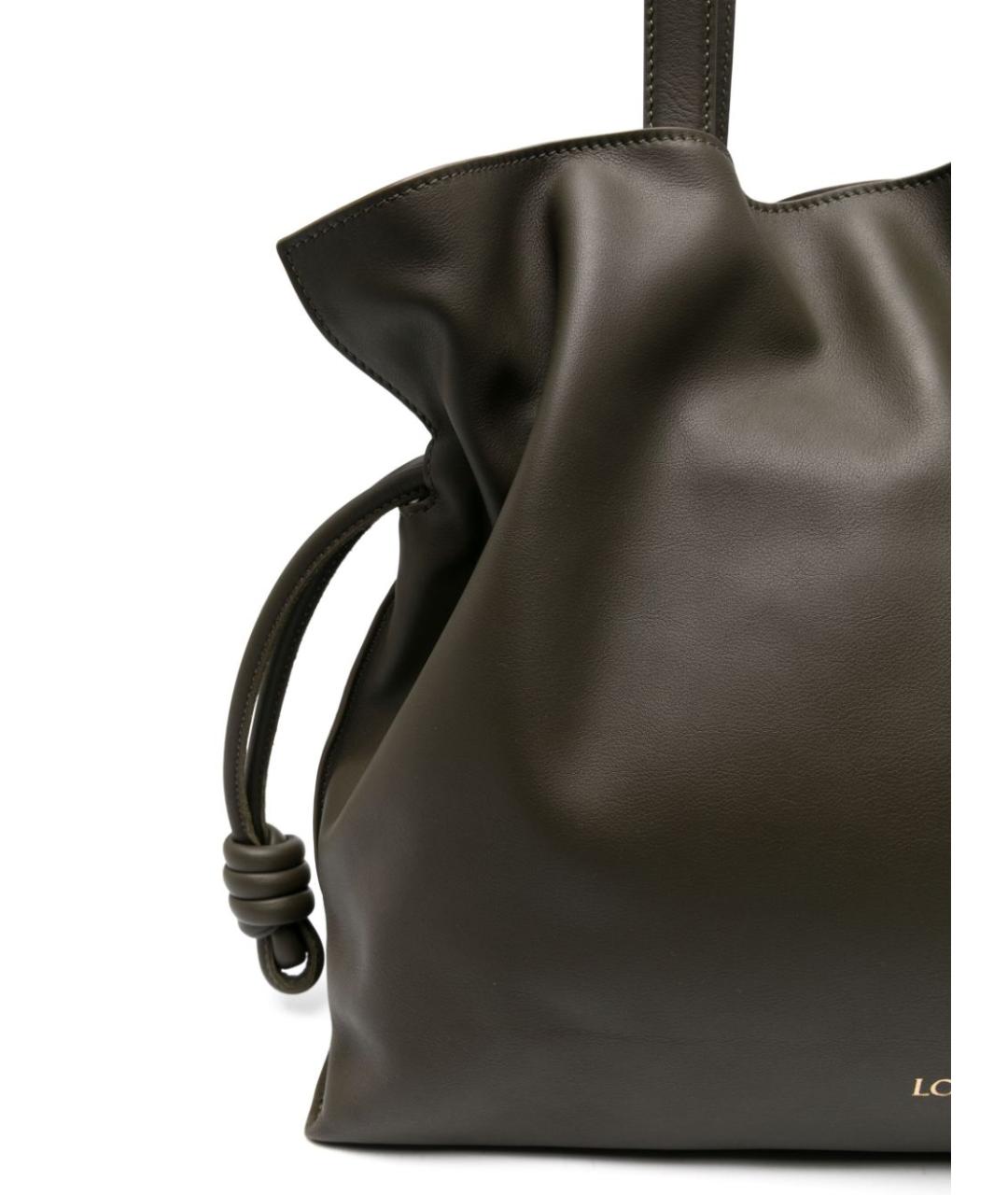 LOEWE Хаки кожаная сумка тоут, фото 2