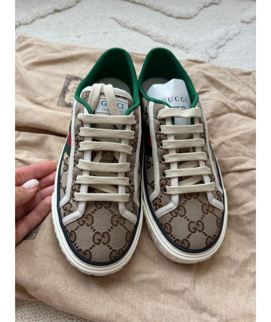 GUCCI Коричневые кеды, фото 3