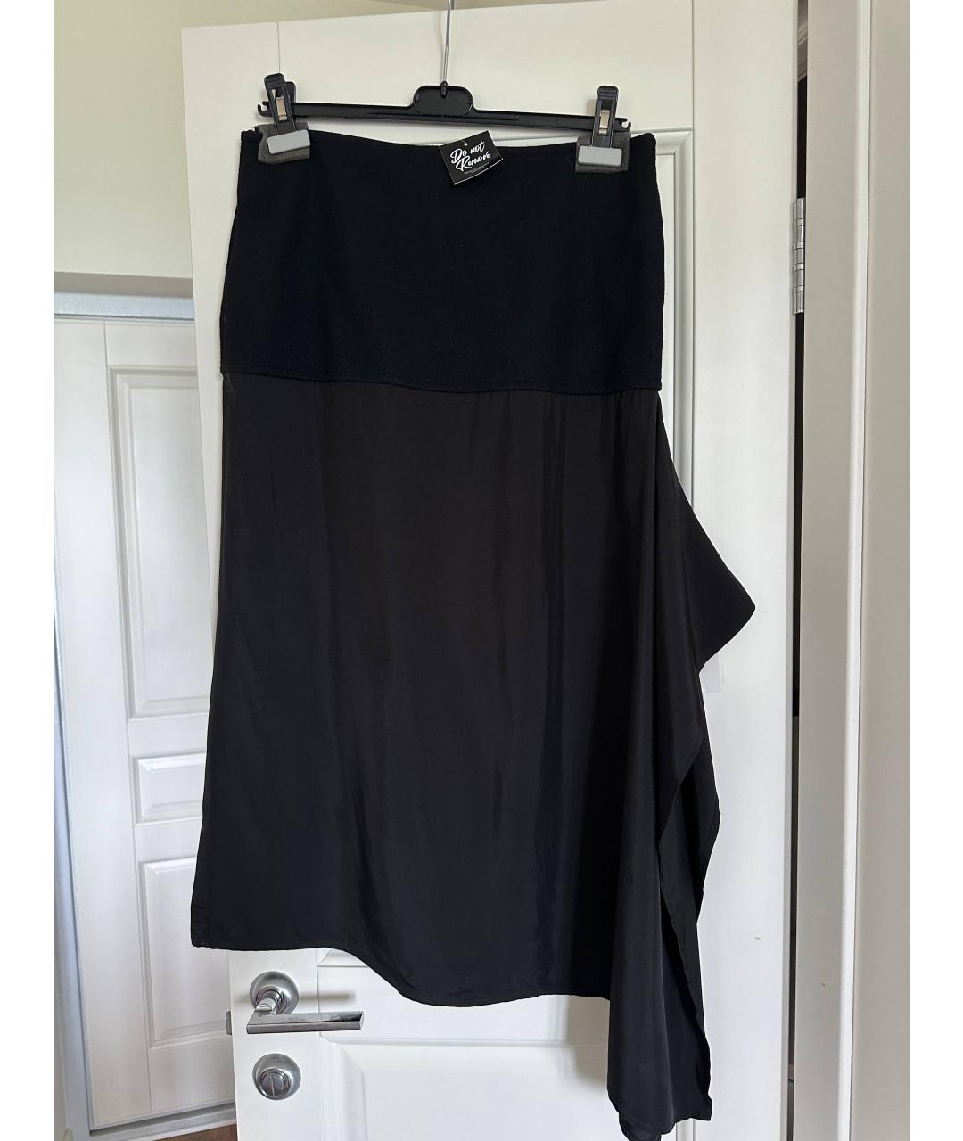 JIL SANDER Черная шерстяная юбка миди, фото 2