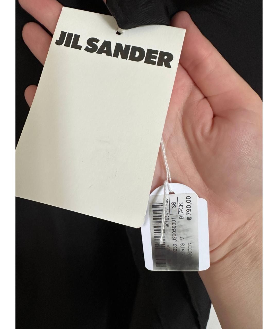 JIL SANDER Черная шерстяная юбка миди, фото 5