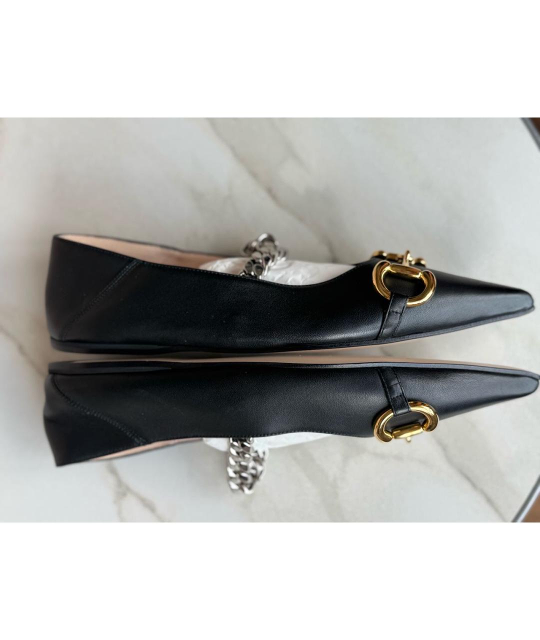 GUCCI Черные кожаные балетки, фото 6