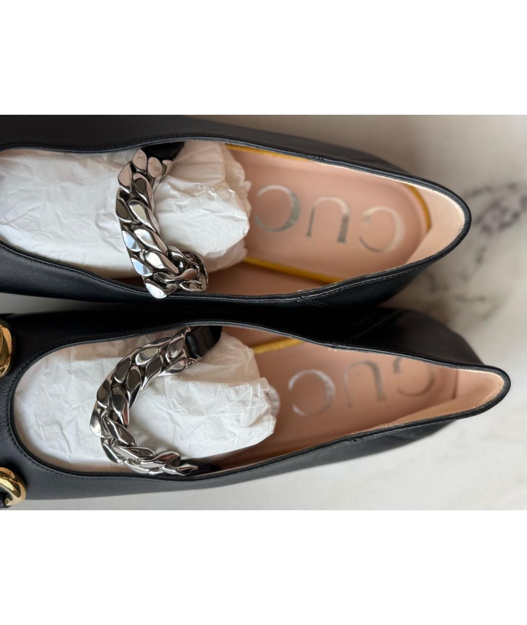 GUCCI Черные кожаные балетки, фото 3