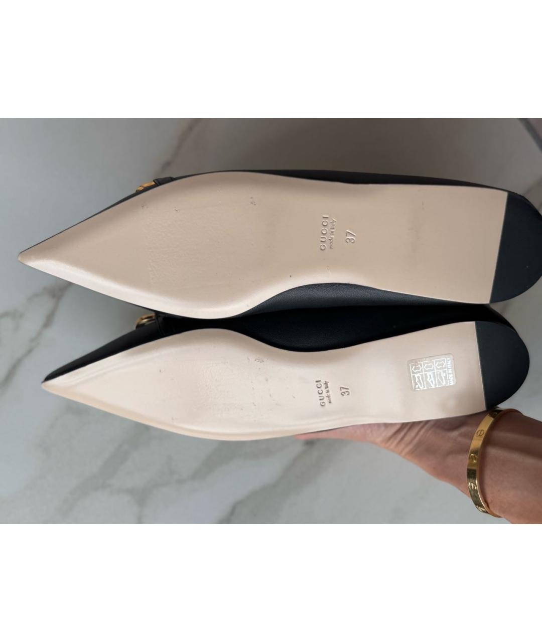GUCCI Черные кожаные балетки, фото 8