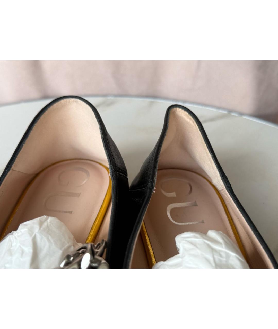 GUCCI Черные кожаные балетки, фото 4