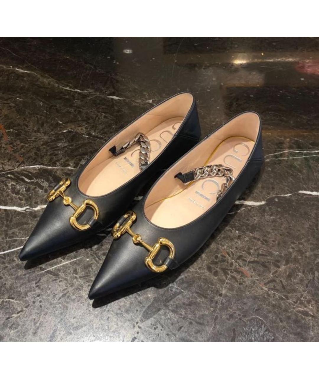 GUCCI Черные кожаные балетки, фото 9