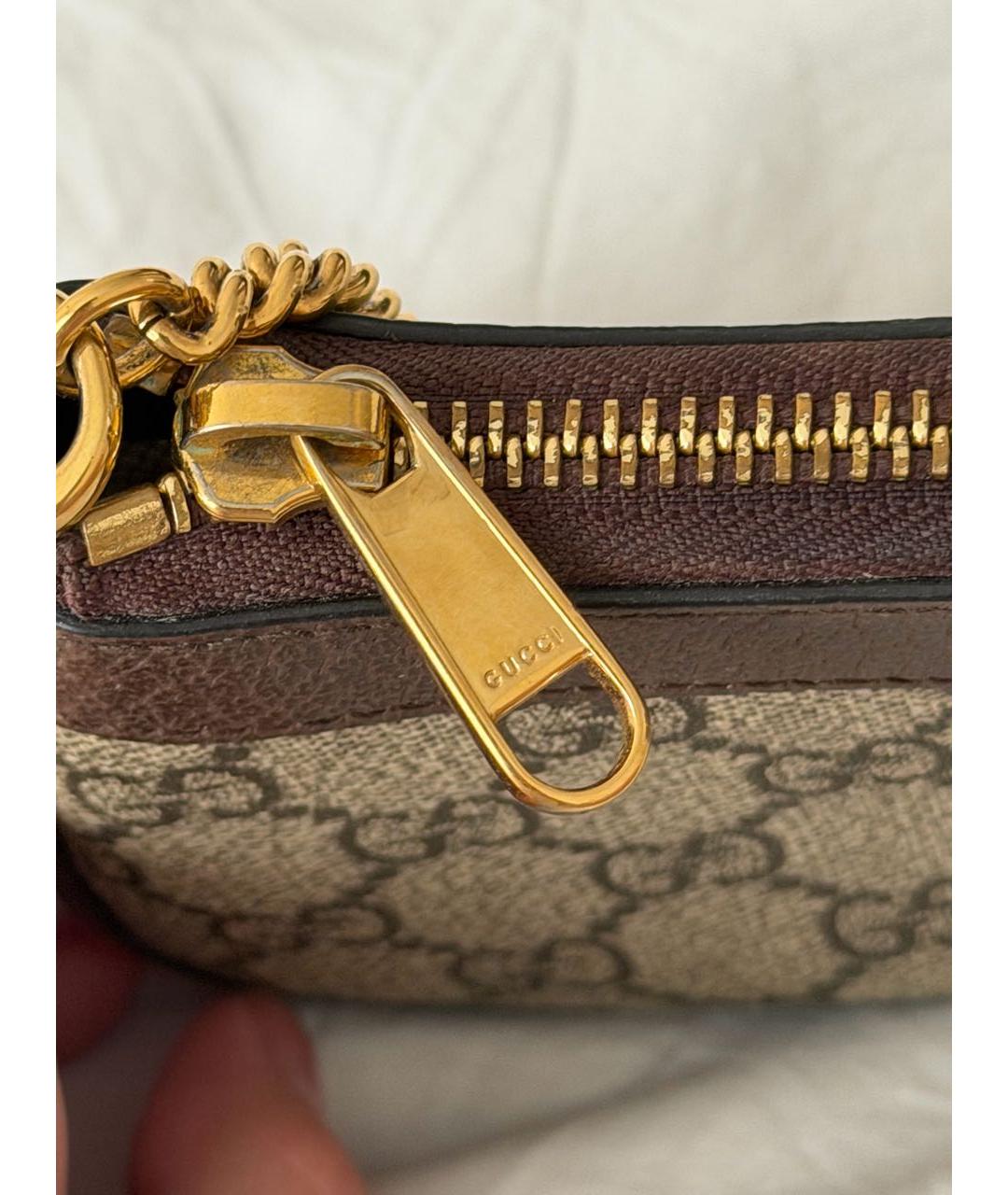 GUCCI Бежевая кожаная сумка с короткими ручками, фото 6