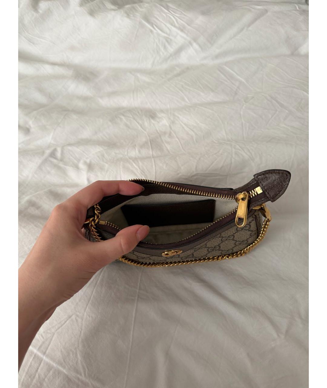 GUCCI Бежевая кожаная сумка с короткими ручками, фото 5