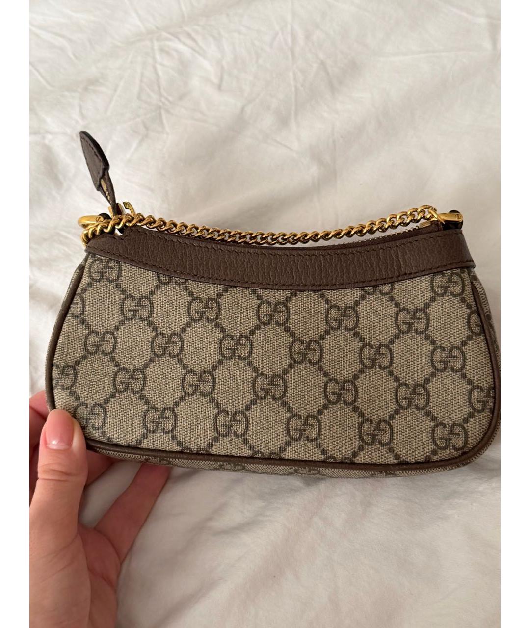 GUCCI Бежевая кожаная сумка с короткими ручками, фото 3