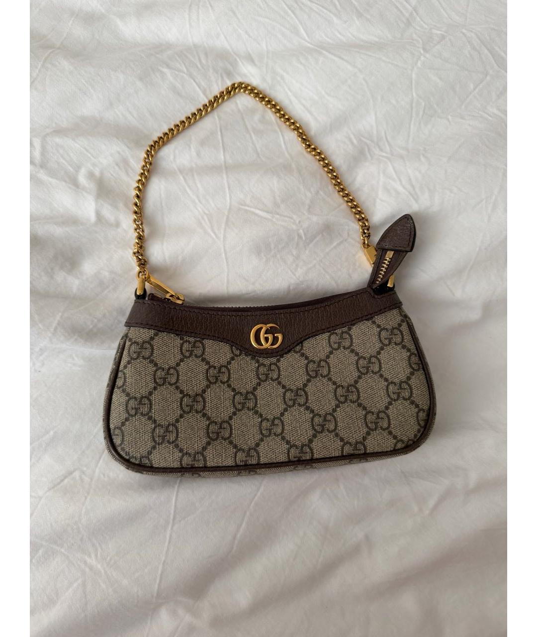 GUCCI Бежевая кожаная сумка с короткими ручками, фото 7