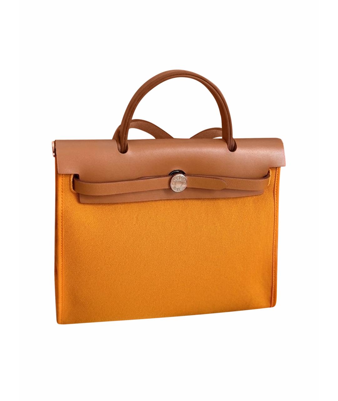HERMES Оранжевая тканевая сумка через плечо, фото 1