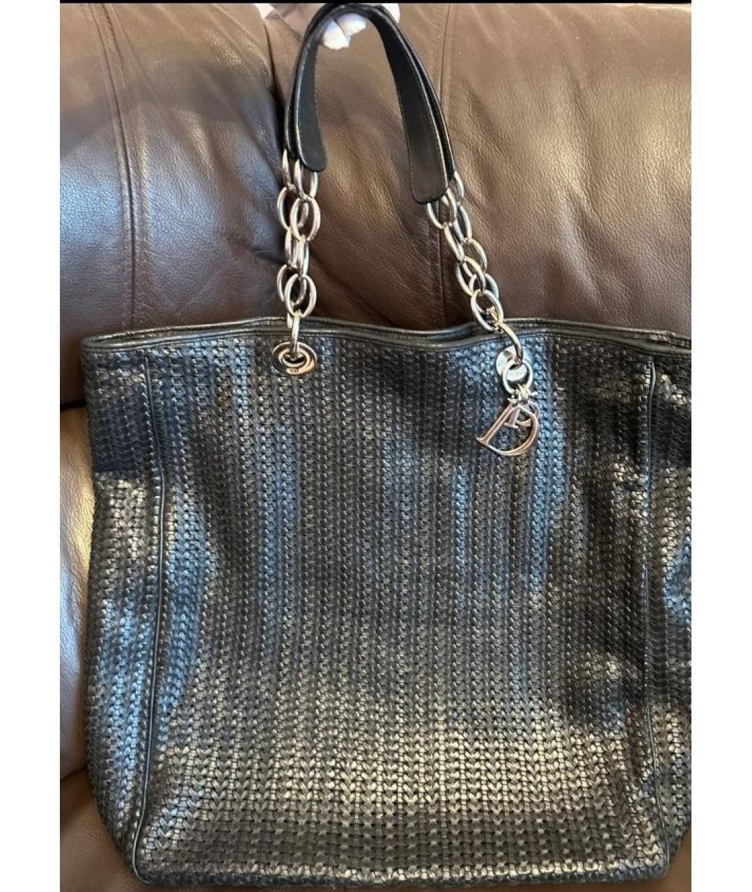 CHRISTIAN DIOR Черная кожаная сумка с короткими ручками, фото 2