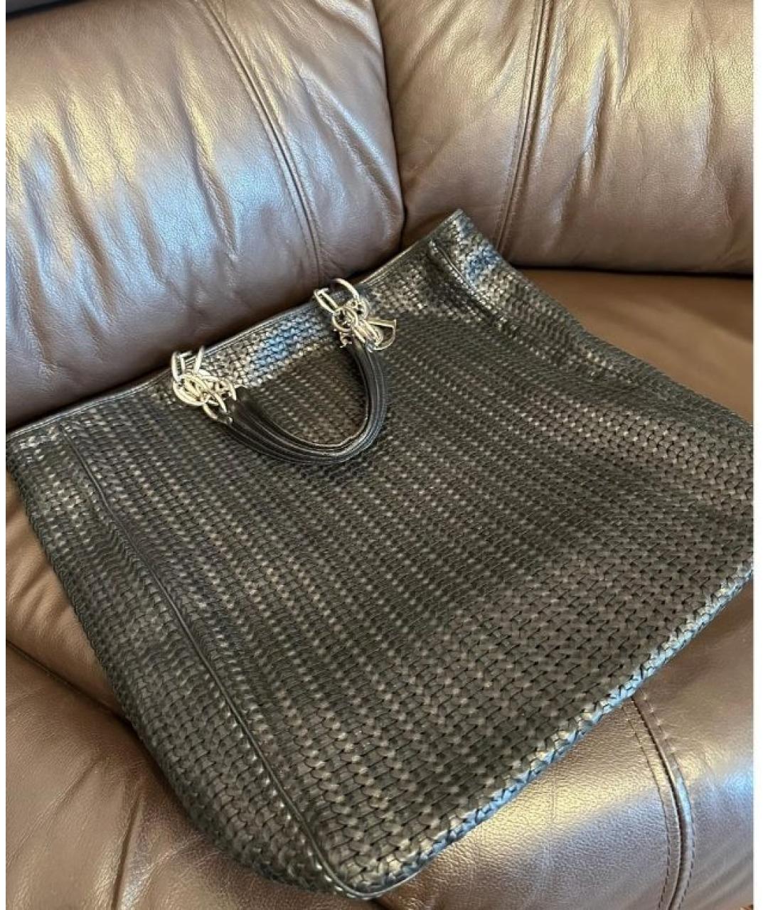 CHRISTIAN DIOR Черная кожаная сумка с короткими ручками, фото 4