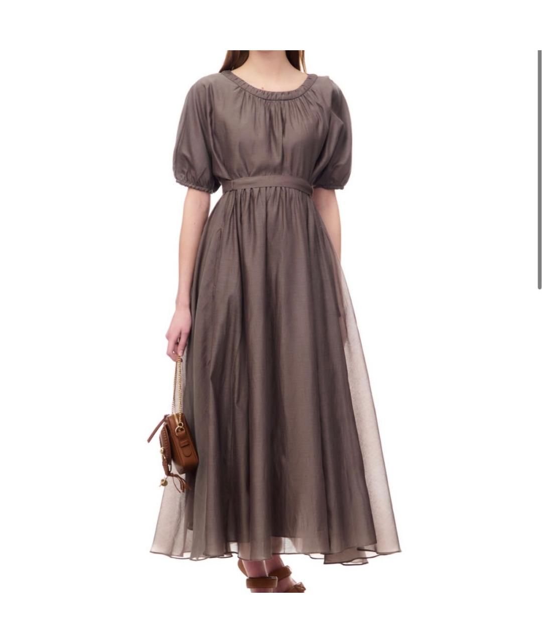 'S MAX MARA Серое хлопковое повседневное платье, фото 3